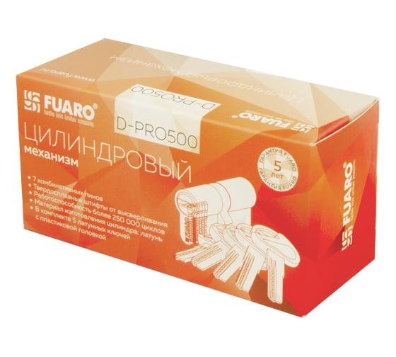 Цилиндровый механизм Fuaro D-PRO500/70 mm /30+10+30/ PB латунь 5 кл. 37731
