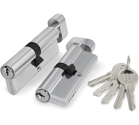 Цилиндровый механизм с вертушкой Fuaro 100 ZM 90 mm /40+10+40/ CP хром 5 кл. 37071