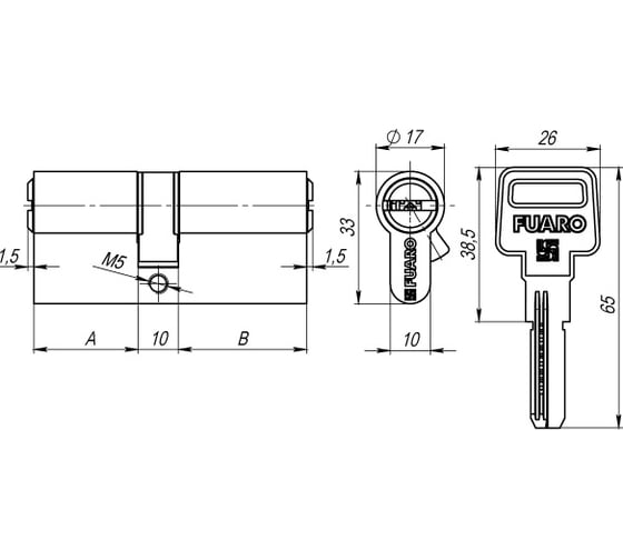 Цилиндровый механизм Fuaro R600/70 mm-BL /30+10+30/ CP хром 5 кл. БЛИСТЕР 26051