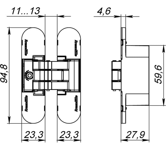 Петля скрытой установки с 3D-регулировкой ARMADILLO 9540UN3D SN Мат никель 38657