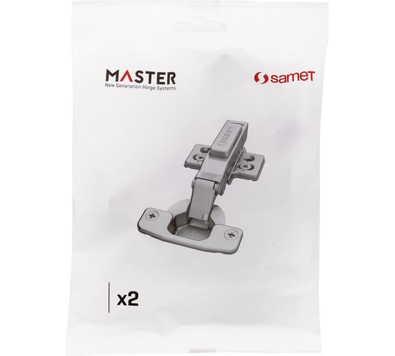 Петля со встроенным доводчиком SAMET MASTER, изгиб 9 мм, 48AX, Ni, 2 шт. СТ-00001267