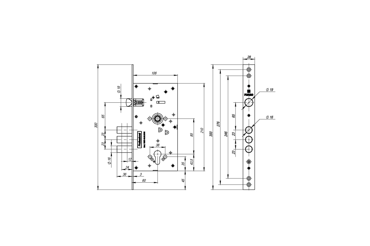 Корпус врезного замка c защелкой Fuaro V25/C-60.85.3R16 36247 - выгодная  цена, отзывы, характеристики, 2 видео, фото - купить в Москве и РФ