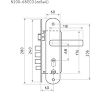 Врезной замок нора м n200 96 левый мат никель 15556
