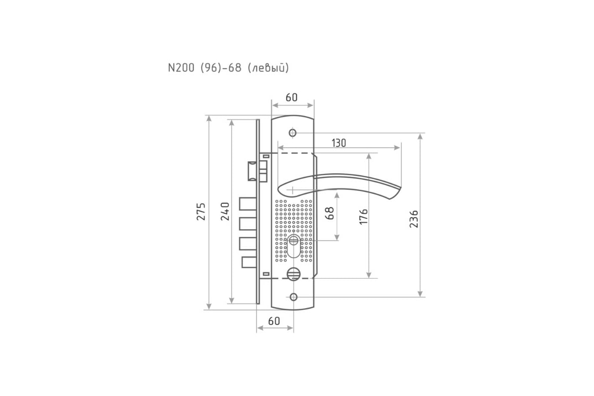 Врезной замок нора м n200 96 левый мат никель 15556