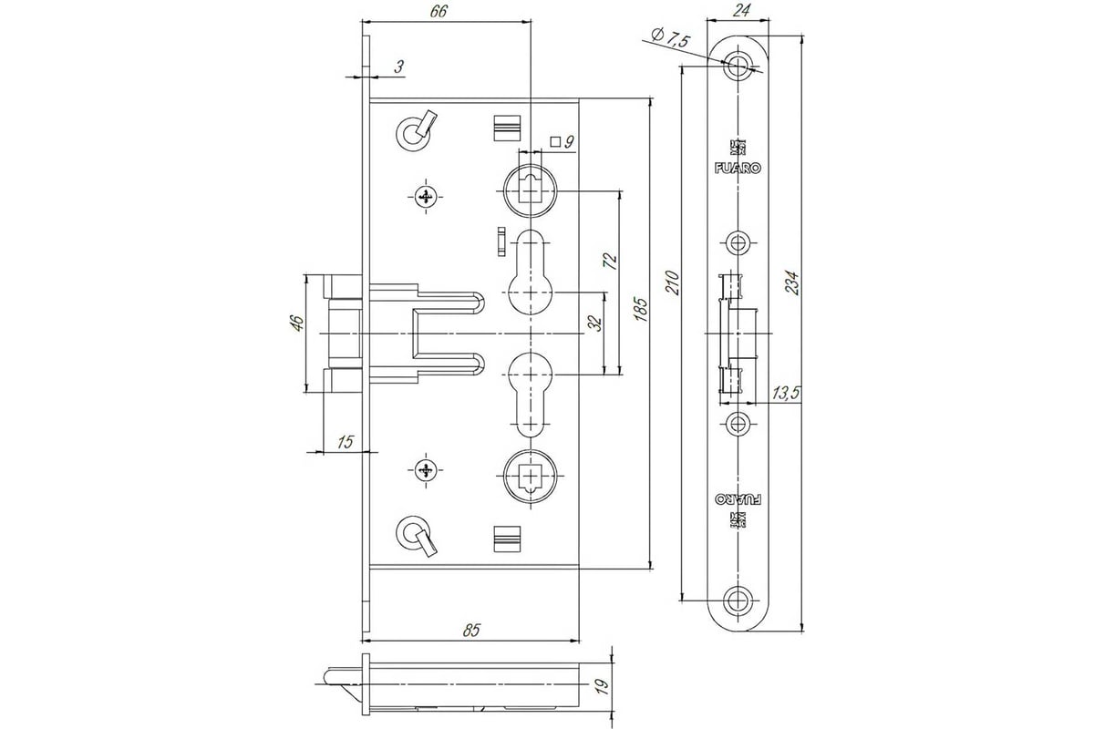 Корпус врезного замка для противопожарных дверей Fuaro FL-0432 25811 -  выгодная цена, отзывы, характеристики, фото - купить в Москве и РФ