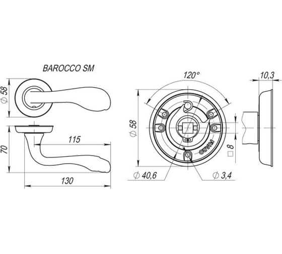 Раздельная ручка Fuaro BAROCCO SM MAB-6 темная бронза 29549