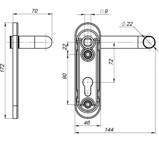 Ручка на планке Fuaro DH-0433/2 для антипаники 1300А, 1700A - без пружины 41403