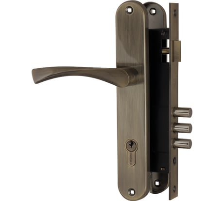 Врезной цилиндровый замок с защелкой, в комплекте с ручкой Fuaro SET F9011 AB бронза, 5 кл. 27059