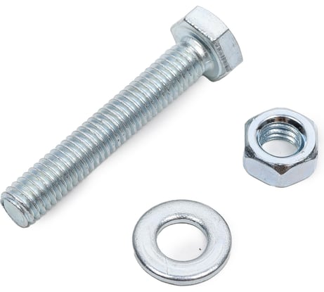 Набор болт с шестигранной головкой, гайка, шайба VIPкрепеж полная резьба, DIN 933, 6х35 мм, 3 шт. 17836 VIP