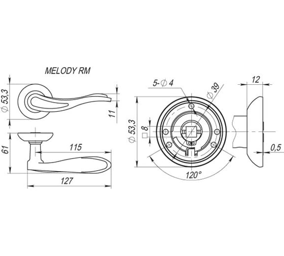 Раздельная ручка Fuaro MELODY RM AB/GP-7 23659