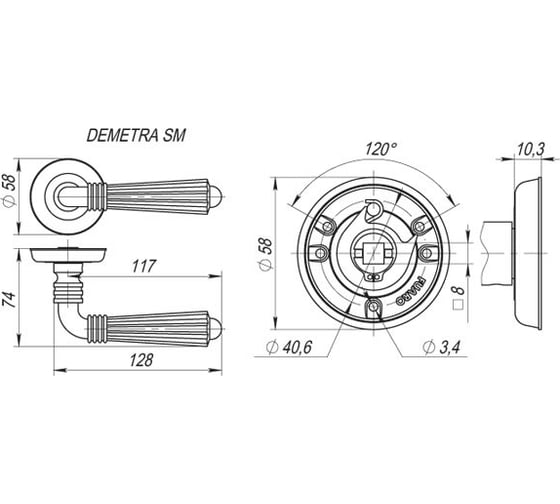 Раздельная ручка Fuaro DEMETRA SM MAB-6 темная бронза 29577