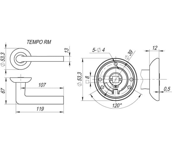 Раздельная ручка Fuaro TEMPO RM SN/CP-3 23625