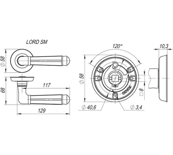 Раздельная ручка Fuaro LORD SM MAB-6 темная бронза 29585