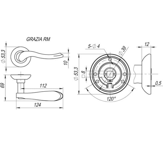 Раздельная ручка Fuaro GRAZIA RM SN/CP-3 27681