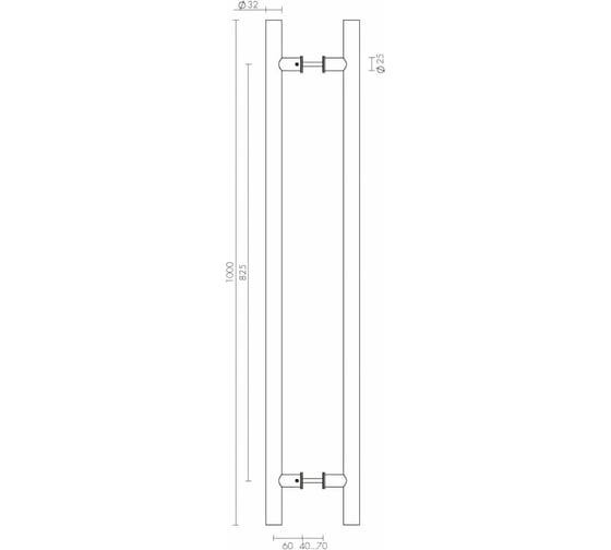 Ручка-скоба Fuaro PH-22-25/825-INOX нержавейка 39045