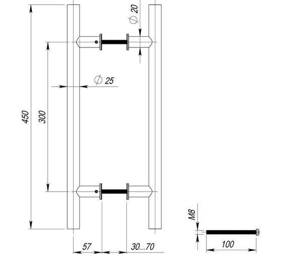 Ручка-скоба Fuaro PH-22-25/300-INOX нержавейка 35829