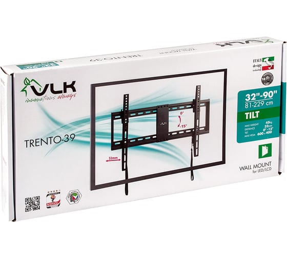 Кронштейн для LED/LCD телевизоров VLK 32-90, max 45 кг, настенный TRENTO-39 black