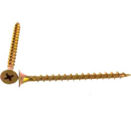 Саморезы с потайной головкой и крупным шагом Профикреп жёлтый цинк пакет, 3,5х55 10 шт 111988