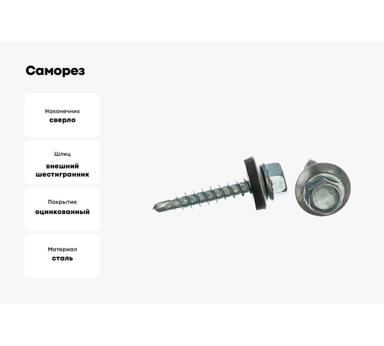 Саморез ШГК Доброга 4,8x29 мм, цинк, сверло, 250 шт. ЦБ-0035589