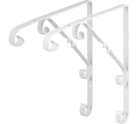 Кронштейны Larvij уголки для полки, "Орнаментал" 20х20 см, нагрузка до 21 кг, цвет белый, 2 шт. L7408WHх2