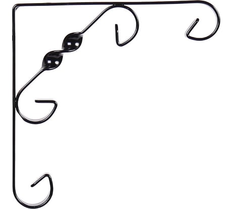 Кронштейны Larvij уголки для полки, "Орнаментал" 15х15 см, нагрузка до 18 кг, цвет черный, 2 шт. L7406BLх2