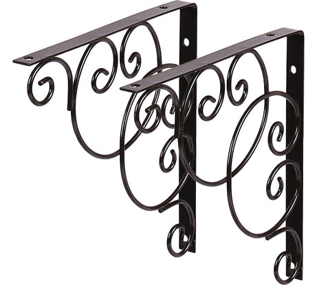 Кронштейны Larvij уголки для полки, "Фиорэ" 20х20 см, нагрузка до 21 кг, цвет антик бронза, 2 шт. L7655ABх2