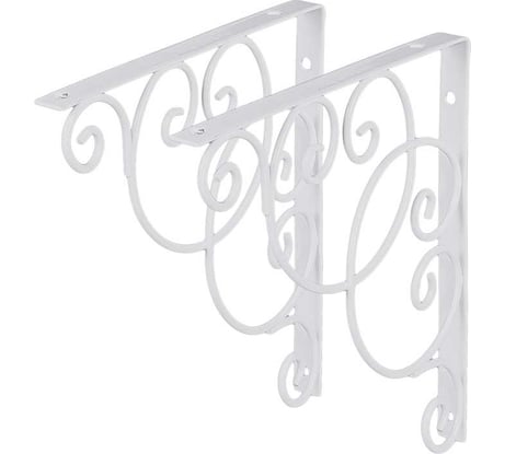 Кронштейны Larvij уголки для полки, "Фиорэ" 20х20 см, нагрузка до 21 кг, цвет белый, 2 шт. L7655WHх2