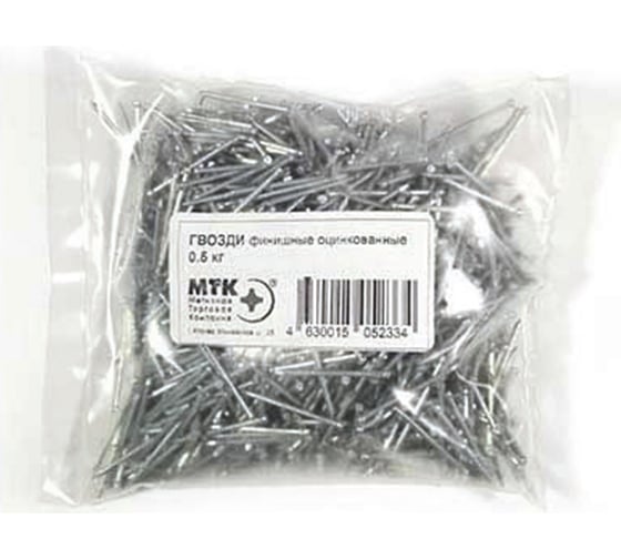 Финишные оцинкованные гвозди МТК пакет 0,5 кг, 1,8x50 1763018050