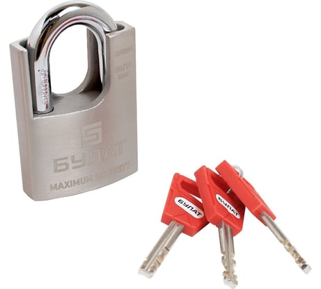 Навесной замок БУЛАТ ВС 3-У60 НС нержавеющая сталь, 3 кл., d=12 мм 15472