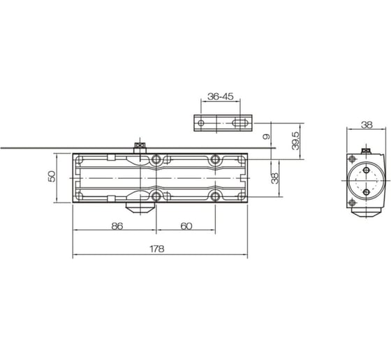 Дверной доводчик БУЛАТ PROFI ДД 802/3 А-S 40-90 кг, серебро, морозостойкий 15008