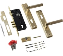 Врезной замок БУЛАТ ЗВ4-3.02.06 Ферона с ручкой, матовое золото, 5 перфорированных ключа 15707
