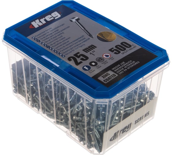 Шурупы Kreg с мелким шагом 1" 25 мм Pan-Head 500 шт. SPS-F1-500-INT