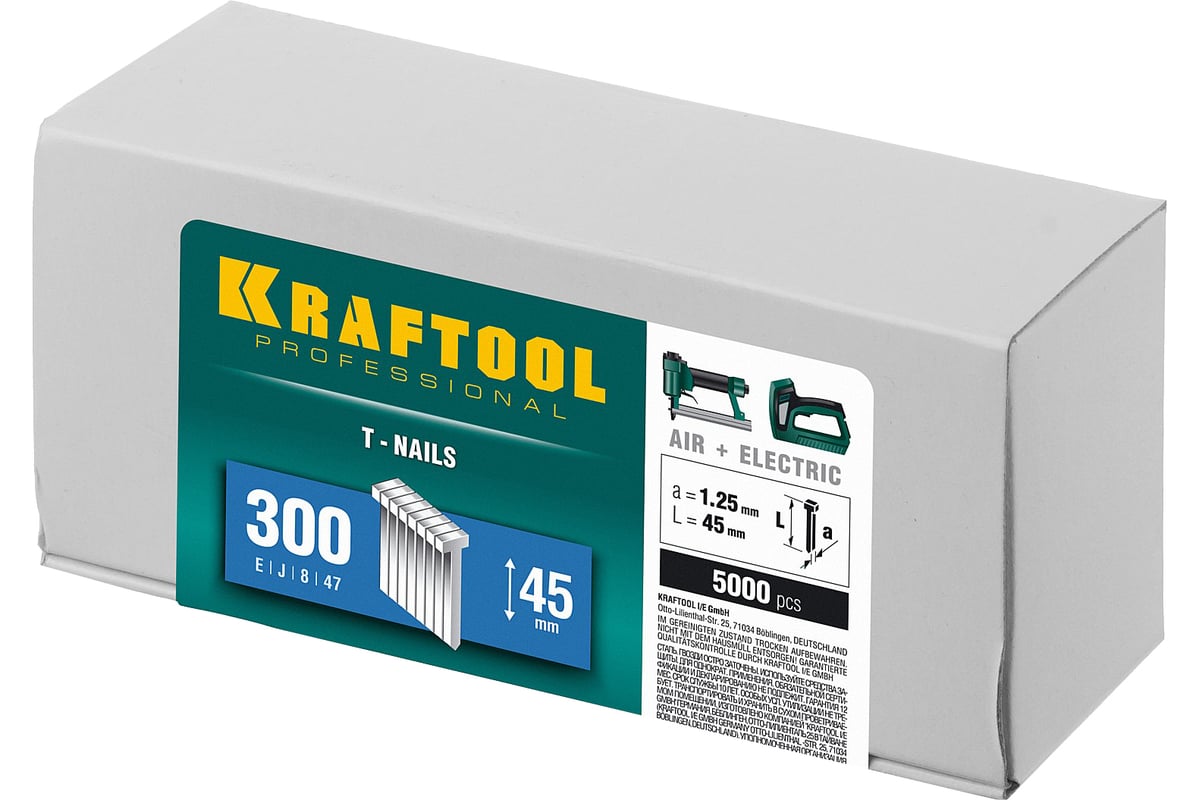 Гвозди для нейлера KRAFTOOL тип 18GA (47/300/F) 45мм, 5000 шт, 31785-45 ...