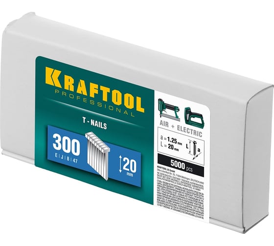 Гвозди для нейлера KRAFTOOL тип 18GA (47/300/F) 20 мм, 5000 шт, 31785-20
