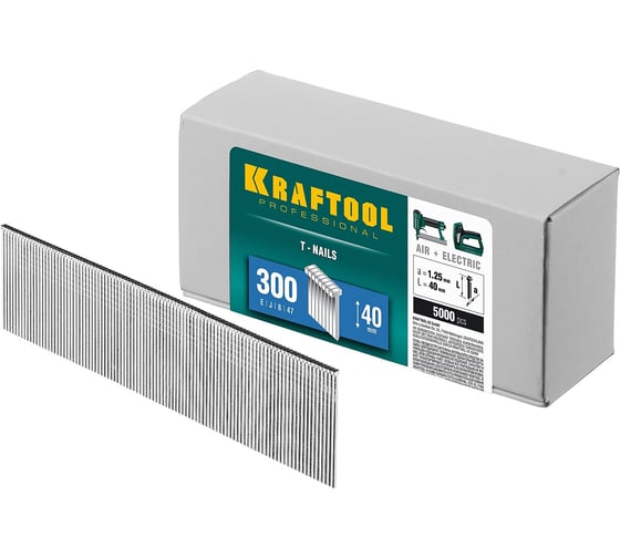 Гвозди для нейлера KRAFTOOL тип 18GA (47/300/F) 40мм, 5000 шт, 31785-40