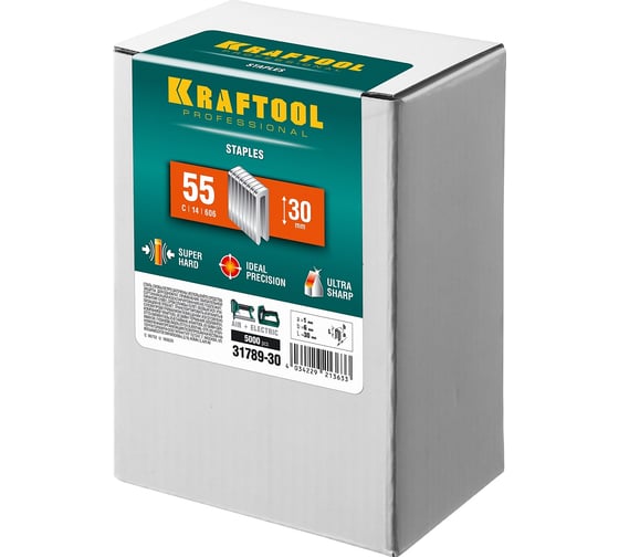Скобы для степлера KRAFTOOL тип 18GA (55/90/C) 30мм, 5000 шт, 31789-30