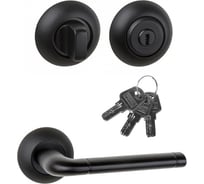 Комплект для межкомнатной двери PAULINIDOR ручки 503-08, завертка с ключом 08, черный 503-08BK-K08BL