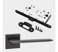 Комплект для межкомнатной двери PAULINIDOR ручки 543-03 slim, сантехническая защелка 96PL, черный 543-03slim96PLBL