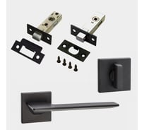 Комплект для межкомнатной двери PAULINIDOR ручки 543-03 slim, защелка 5-45PL, завертка AL 03 slim, задвижка BK45, черный 543-03slim5-45AL03BK45BL