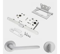 Комплект для межкомнатной двери PAULINIDOR ручки 546-06 slim, сантех. защелка 96PL, завертка AL 06 slim, петли 2 шт, белый 546-06slim96PLAL062SMSW
