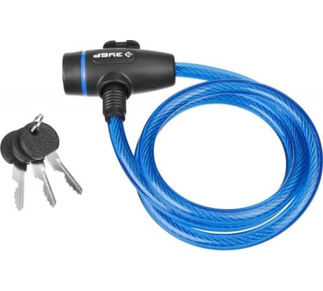 Тросовый замок Зубр Профессионал 3 ключа в комплекте длина троса 1200 мм d 10 мм 37261-120