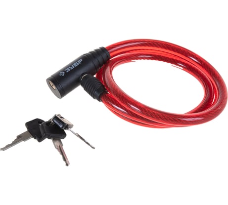 Тросовый замок Зубр Мастер 3 ключа в комплекте длина троса 950 мм d 10 мм 37263-95