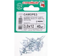 Универсальные оцинкованные саморезы Стройбат 3х12 40 шт.2741007/013861