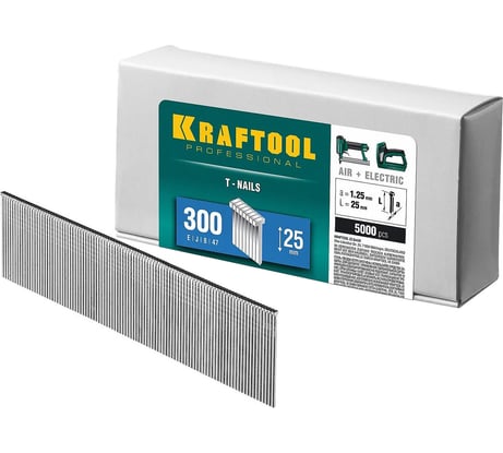 Гвозди для нейлера KRAFTOOL тип 18GA (47/300/F) 25 мм, 5000 шт, 31785-25