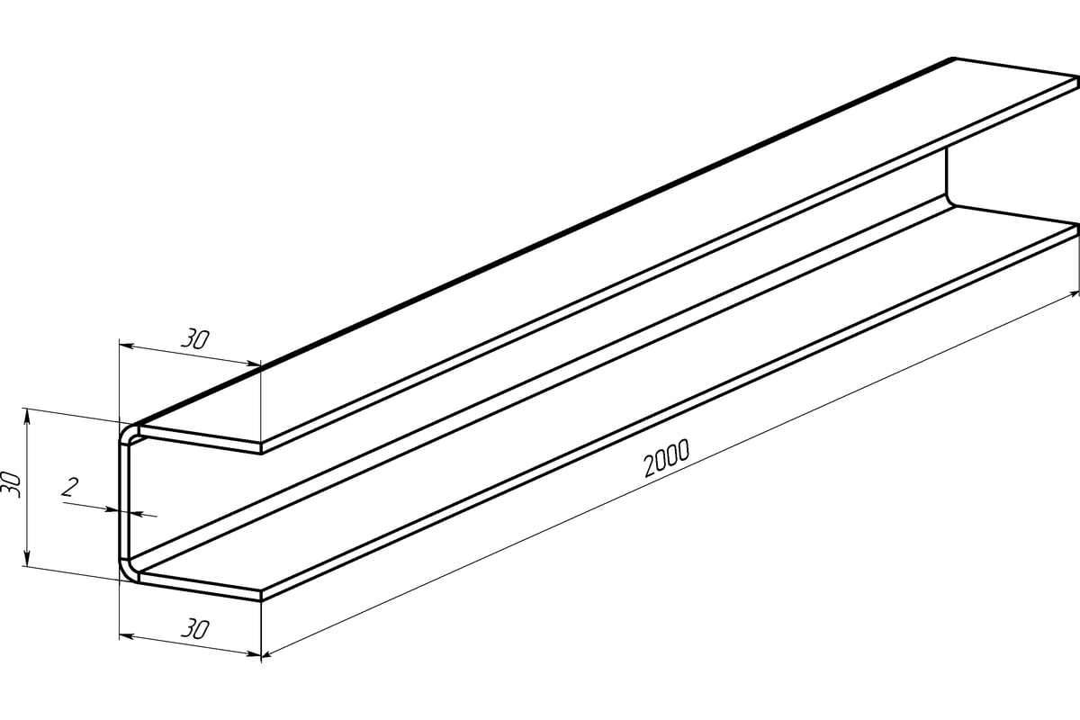 Швеллер стальной Lucky Guy 30x30x30x2 мм, длина 2000 мм 200 20 3030 БО 1 5