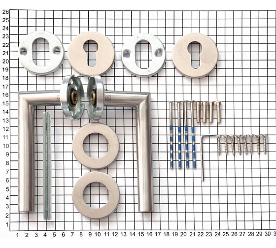 Гарнитур DOORLOCK DL 040/F-55 PZ L-form Rt нерж. сталь, универс. монтаж, розетка 55мм, шпиндель 8мм 73318