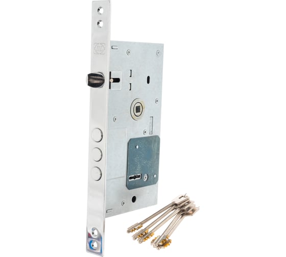 Корпус сувальдного замка DOORLOCK DL9252K/60/85мм, 5 ключей, хромированная фронтальная планка 28х300мм, реверсивный, диаметр ригелей 16мм, OEM 75338