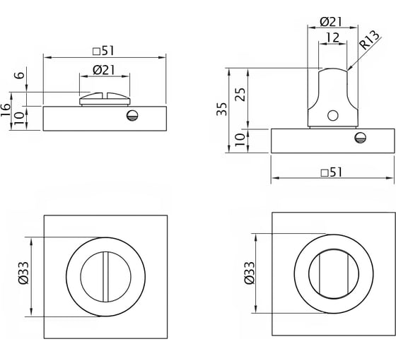 Поворотная кнопка DOORLOCK DL M08/SY OLV-15 полированная латунь, квадратная розетка, A=35-42мм, шток 5/8мм 73585