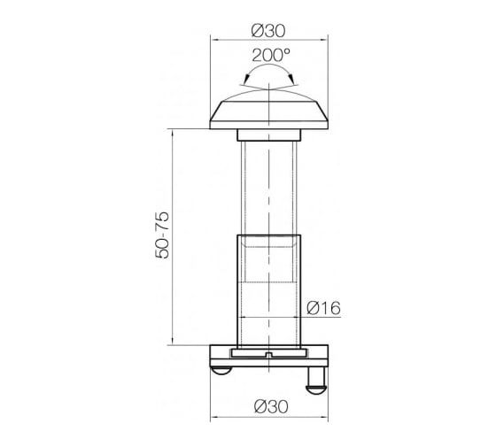 Глазок DOORLOCK DL VA16/50-75mm/200 PB полированная латунь 74205