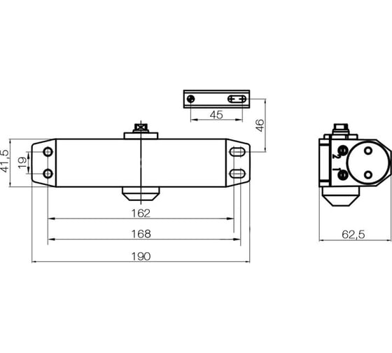 Доводчик DOORLOCK DL77N size 4/5 белый, крепежные размеры 162-168мм х 19мм 75541